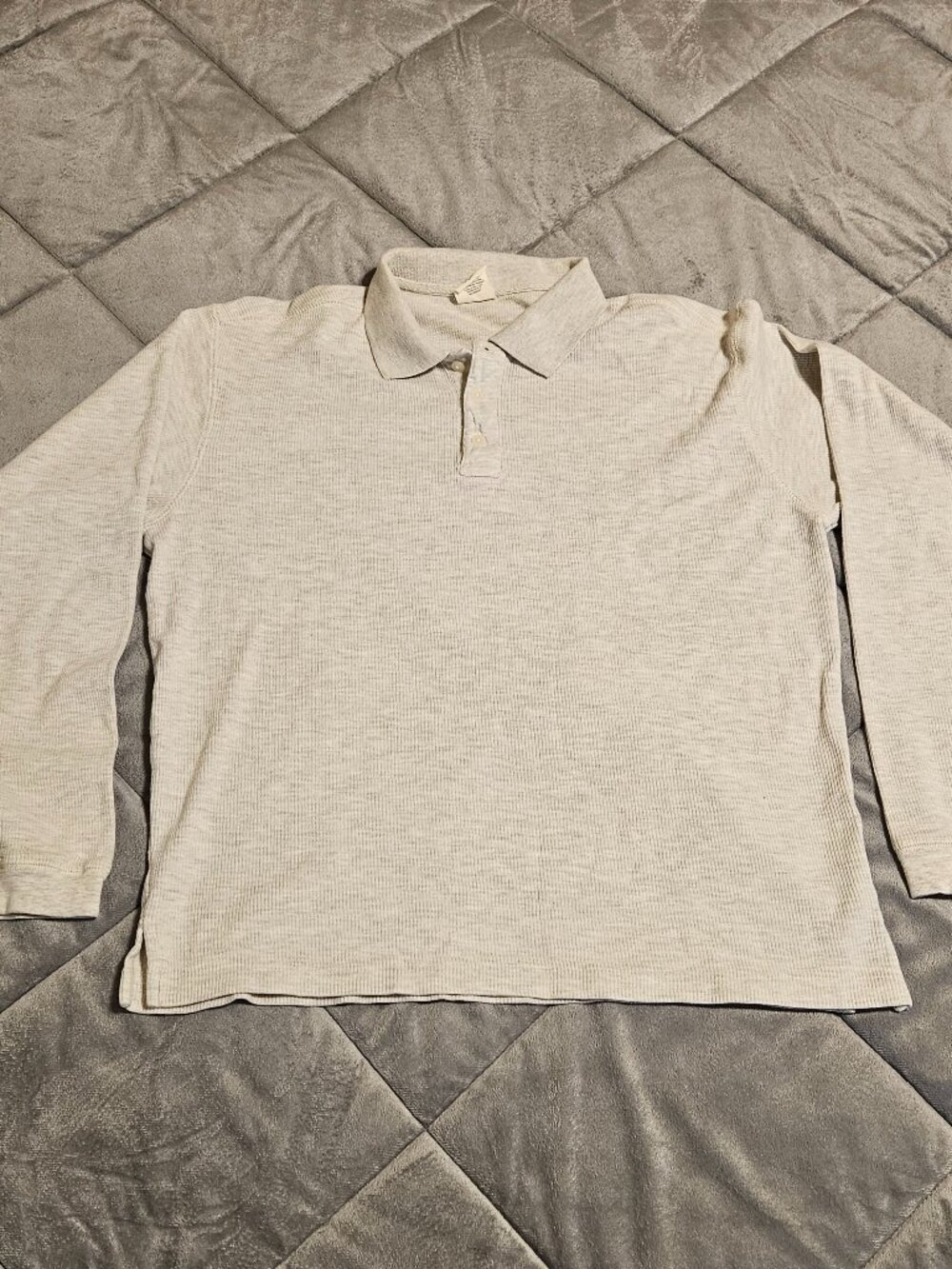 Old Navy Women's Long-Sleeved Shirt - Small, Beige, Cotton Blend, Spread Collar